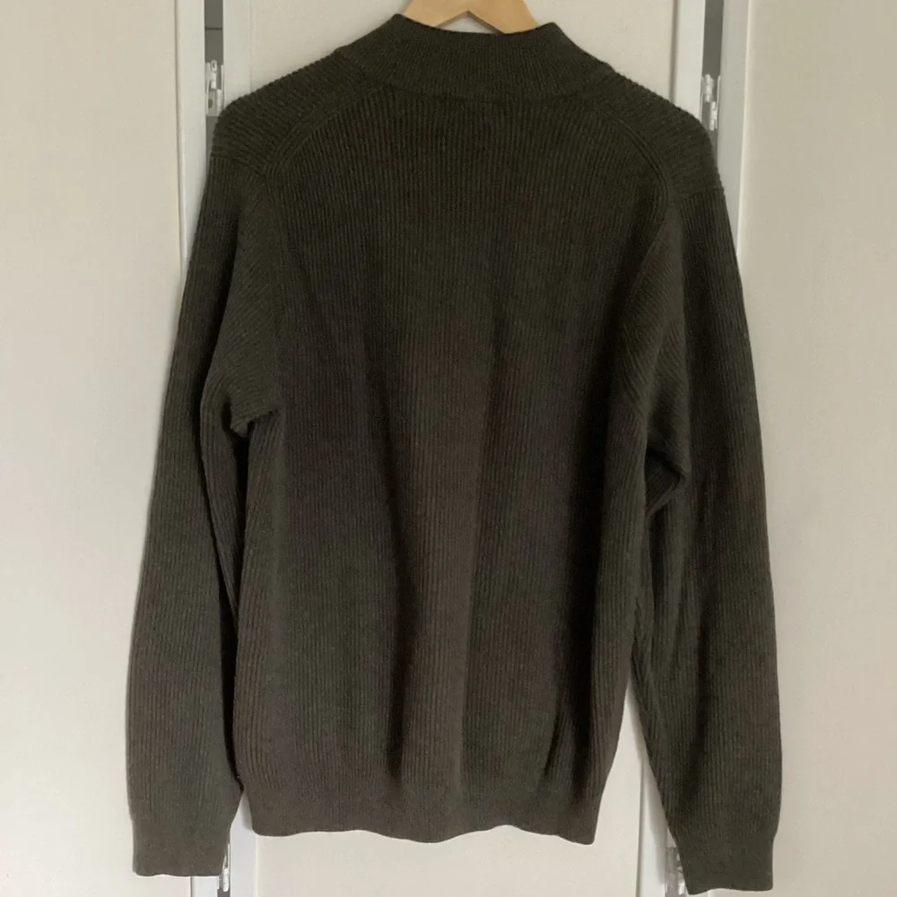 IZOD sweater Sz M cotton pullover quarter zip ribbed EUC olive moss - Picture 3 of 9